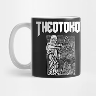 Theotokos Mary Punching The Devil Doom Parody Mug